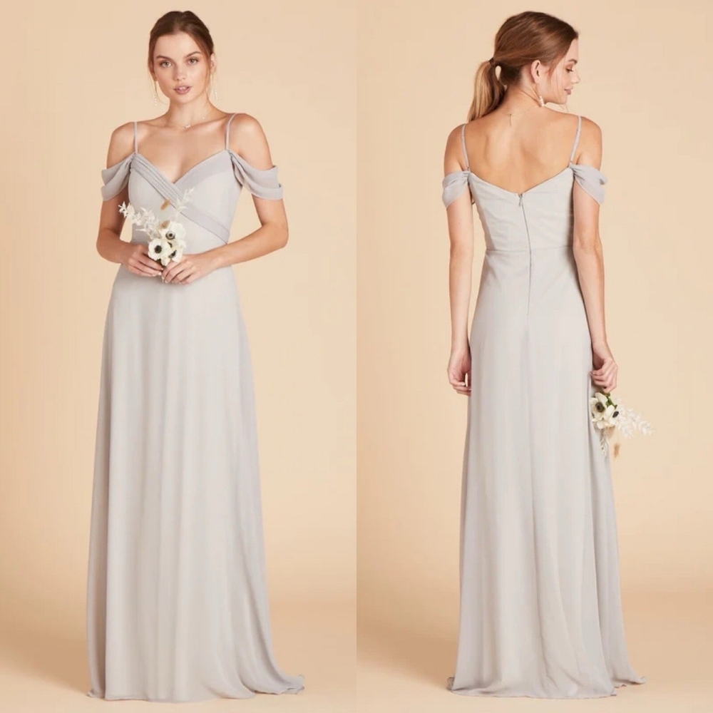 Birdy Grey Spence Convertible Chiffon Dress Dove Gray Size L Bridesmaid Formal - Picture 2 of 7